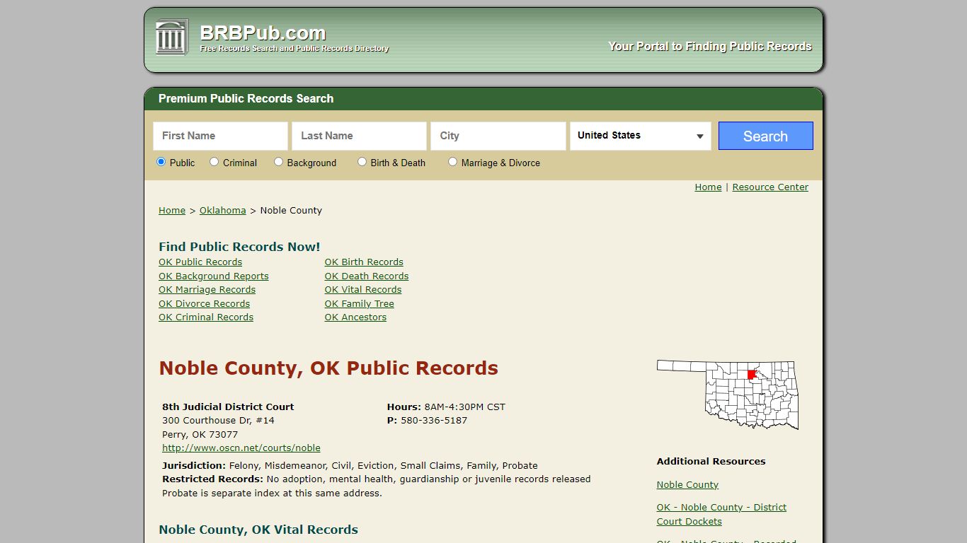 Noble County Public Records | Search Oklahoma Government Databases