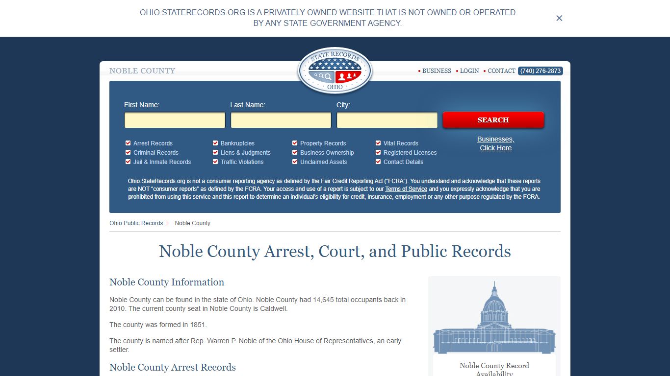 Noble County Arrest, Court, and Public Records