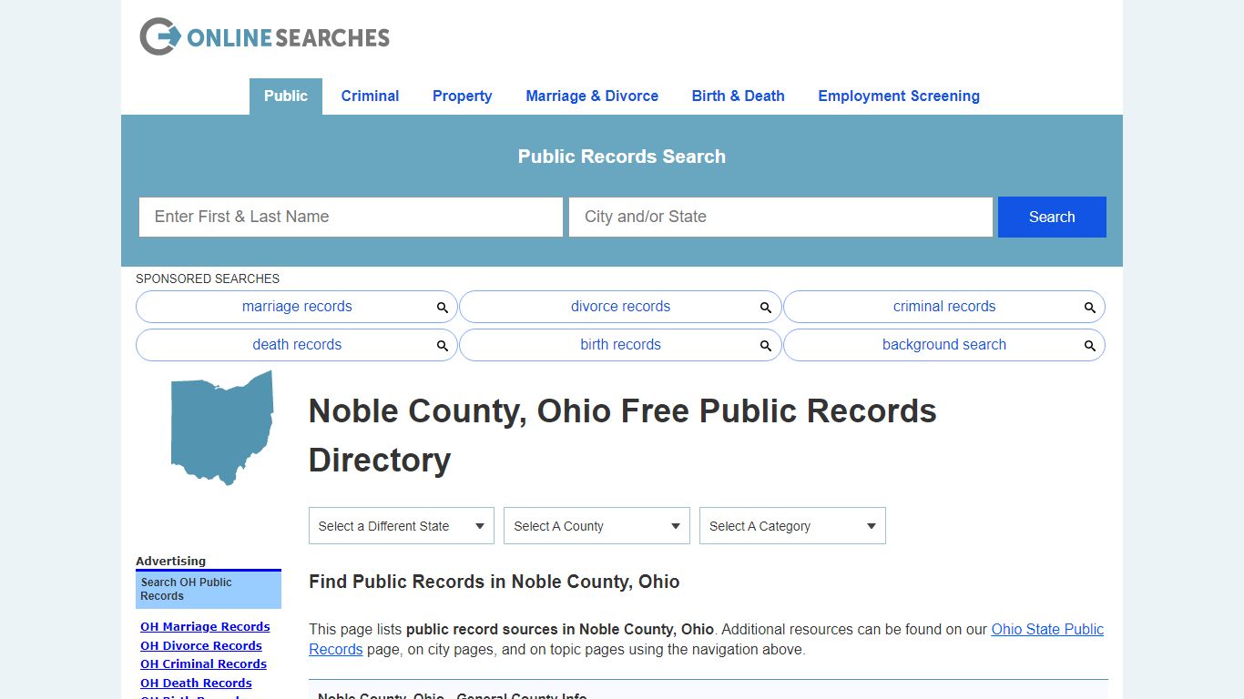 Noble County, Ohio Public Records Directory - OnlineSearches.com